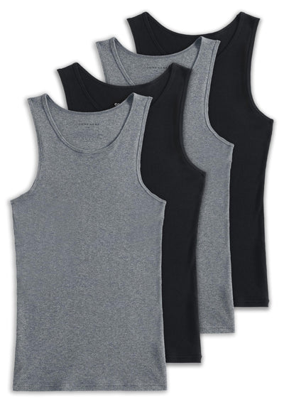 Comfneat Men's 4-Pack Big & Tall Undershirts Ribbed Cotton Tank Tops